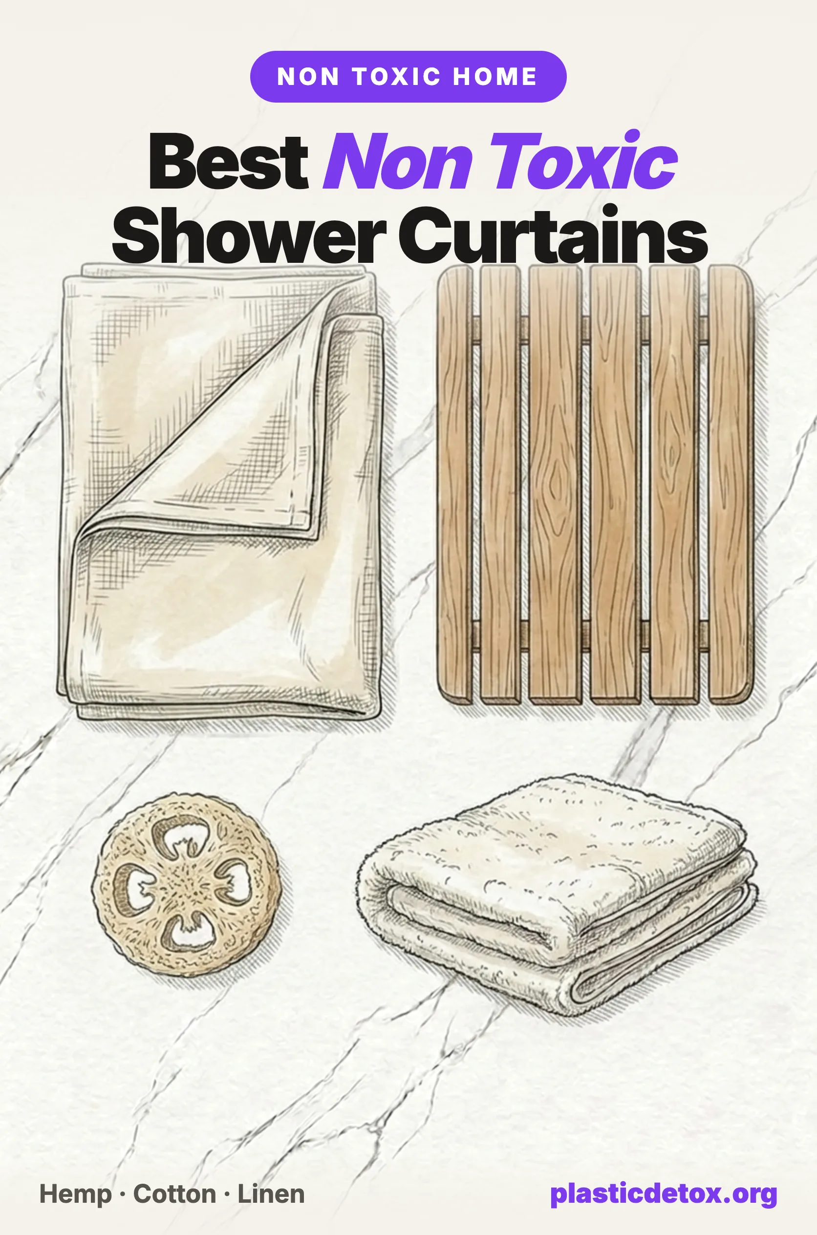 Best non toxic shower curtain materials: hemp, organic cotton, and linen instead of PVC vinyl