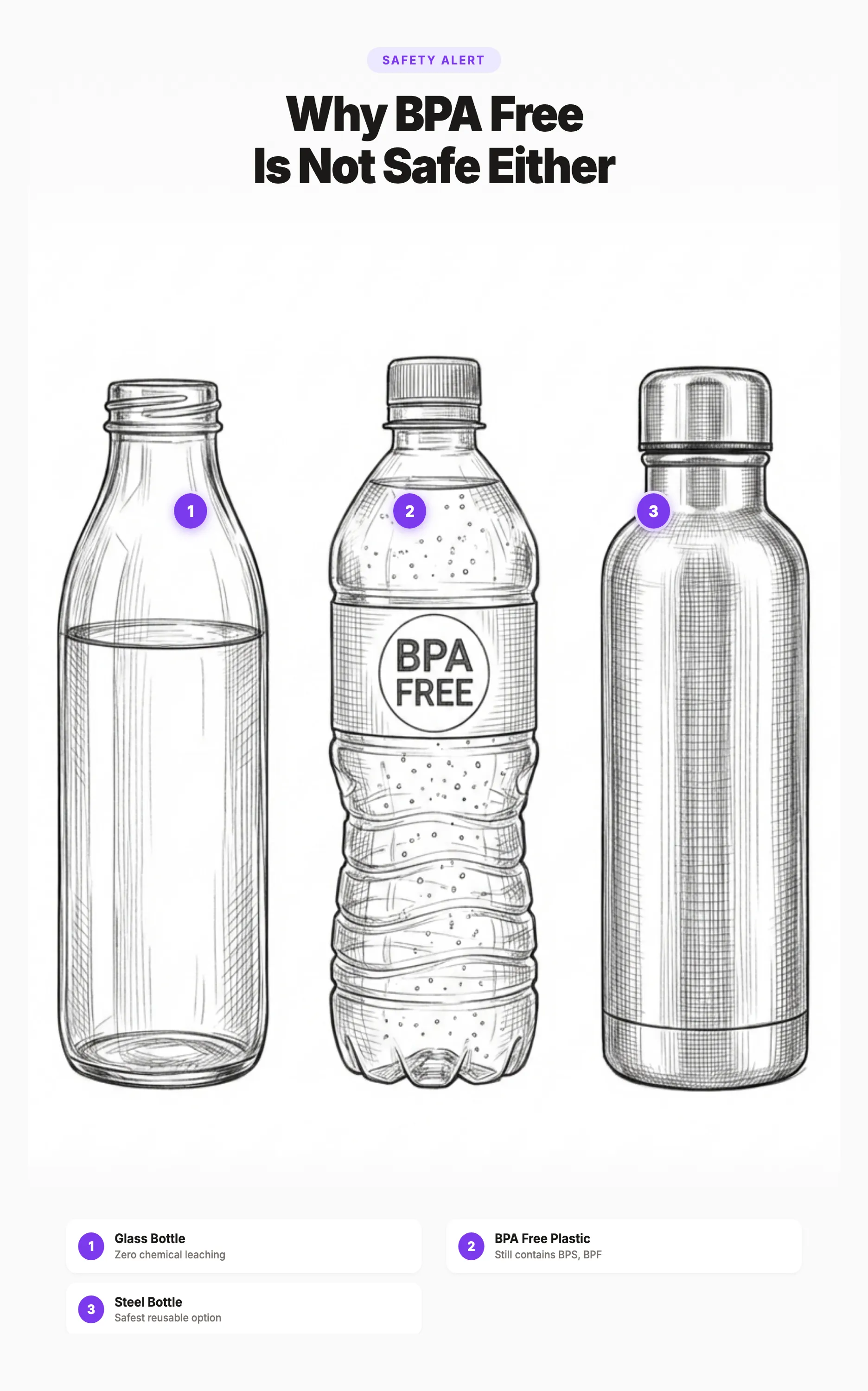 Pinterest infographic explaining why BPA Free labels are misleading and what safer alternatives to use