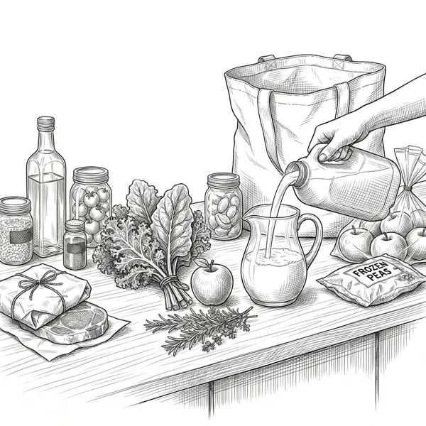 Pencil illustration of fresh produce representing the food and pesticide exposure guide